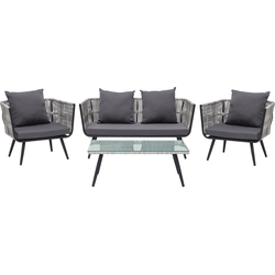 RAGUSA - Loungeset voor 4 - Grijs - PE rotan