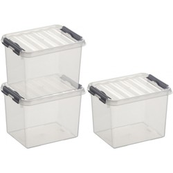 3x Kunststof stapelbare opbergbak 3 liter 20 cm - Opbergbox