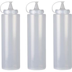 Urban Living Doseerfles/sausfles - 3x - kunststof - met schenktuit - 1000 ml - 28 cm - Garneergerei