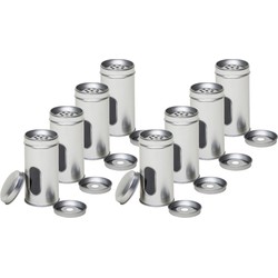 8x Zilveren kruidenpotjes/kruidenblikjes 10 cm - Voorraadblikken