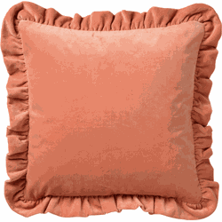 Dutch Decor YARA - Kussenhoes 45x45 cm - 100% katoen - velvet - met ruches - Muted Clay - roze - Dutch Decor