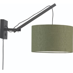 Wandlamp Andes - Bamboe Zwart/Groen - 50x32x45cm