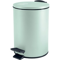 Spirella Pedaalemmer Cannes - mintgroen - 5 liter - metaal - L20 x H27 cm - soft-close - toilet/badkamer - Pedaalemmers