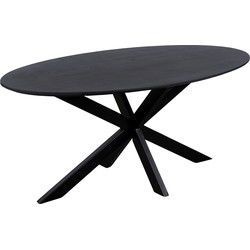 QUVIO Eettafel Sofia – Ovaal – 160x90 cm – Kruispoot –  Zwart