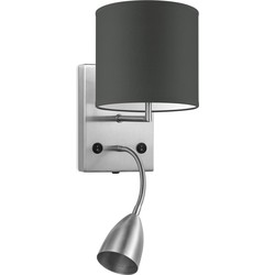 Moderne wandlamp Bling - antraciet - wandlamp Read inclusief lampenkap en LED Leeslamp lampenkap 16/16/15cm - geschikt voor E27 LED lamp - Wandlamp geschikt voor woonkamer, slaapkamer, corridor