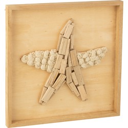 J-line - Wanddecoratie Zeester Hout Naturel - 45x3.5x45cm