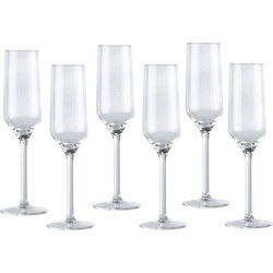 Luxury houseware Champagneglazen - 6 stuks - glas - 220 ml - Champagneglazen