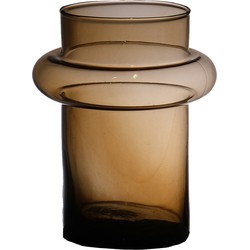 Hakbijl Glass Bloemenvaas Luna - transparant amber - eco glas - D15 x H20 cm - cilinder vaas - Vazen