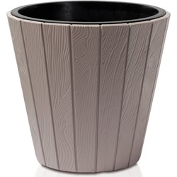 Prosperplast Plantenpot/bloempot Wood Style - buiten/binnen - kunststof - beige - D49 x H45 cm - Plantenpotten