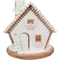 Clayre & Eef Decoratie Huis met LED 17 cm Wit Kunststof Kerstdecoratie