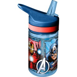 Marvel Avengers drinkfles/drinkbeker/bidon met drinktuitje - blauw - kunststof - 400 ml - Schoolbekers