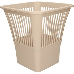Plasticforte Afvalbak/vuilnisbak/kantoor prullenbak - plastic - beige - 30 cm - Prullenmanden