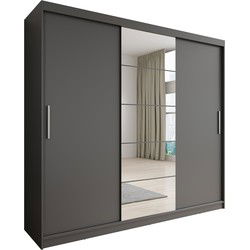 Meubella - Erie - Kledingkast met schuifdeuren - Grijs - 235x59x215 cm