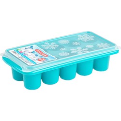 Tray met dikke ronde blokken ijsblokjes/ijsklontjes vormpjes 10 vakjes kunststof blauw - IJsblokjesvormen