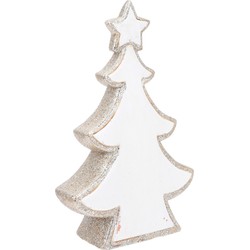 Kerst kunstkerstboom wit glitter beeldje 40 cm versiering/decoratie - Kerstbeeldjes