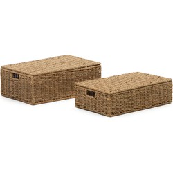 Kave Home - Set Tossa van 2 dozen met deksels natuurlijke vezels 57 x 36 cm / 60 x 40 cm