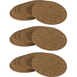 Glazen onderzetters van kurk - rond - 18x stuks - dia 9,5 cm x 3 mm - Glazenonderzetters