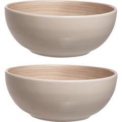 3x stuks salade schalen/kommen rond Turbolino beige/bruin 25 cm - Saladeschalen