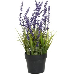 Everlands Lavendel - kunstplant in pot - violet paars - D15 x H30 cm - Kunstplanten