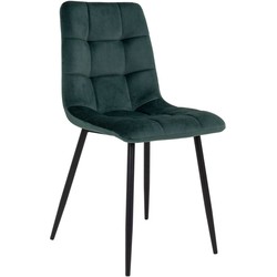 Middelfart Dining Chair - Chair in dark green velvet with black legs - set of 2