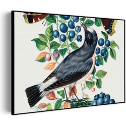 Muurwerken Akoestisch Schilderij - Prent Natuur Vogel en Bloemen 06 - Geluidsdempend Wandpaneel - Wanddecoratie - Geluidsisolatie - PRO (AW 0.90) M (85X60)