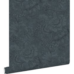 ESTAhome behang bloemmotief donkerblauw - 50 x 900 cm - 139792