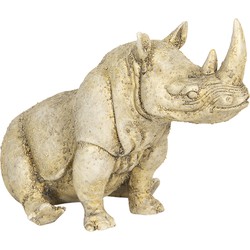 Clayre & Eef Beeld Neushoorn 27x15x17 cm Beige Polyresin Neushoorn Woonaccessoires