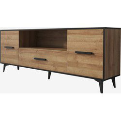 Meubella - TV-Meubel Frey - Licht eiken - Zwart - 179 cm