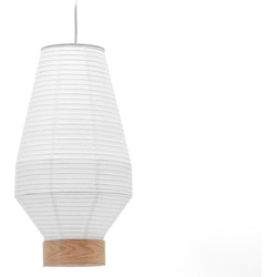 Kave Home - Lampenkap Hila voor plafondlamp van wit papier en natuurlijk houtfineer Ø 30 cm
