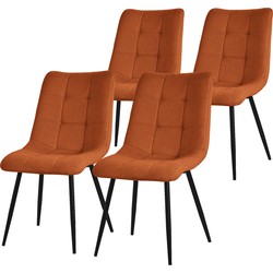 Eetkamerstoelen set van 4 oranje keukenstoelen met polyester hoes en stalen poten ML design
