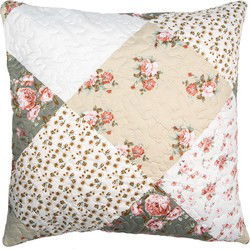 Clayre & Eef Kussenhoes Groen Beige Polyester Bloemen