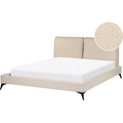 Beliani MELLE - Tweepersoonsbed-Beige-Bouclé