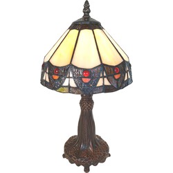 LumiLamp Tiffany Tafellamp  Ø 20x34 cm  Beige Kunststof Glas Tiffany Bureaulamp