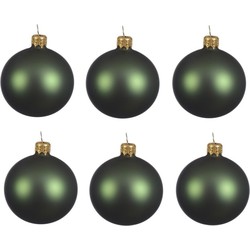 Decoris Kerstballen set - 6x stuks - donker groen - glas - 6 cm - Kerstbal