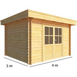 Tuinhuisje Blokhut Lisa 400 cm bij 300 cm diep Plat dak
