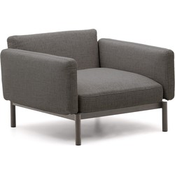 Kave Home - Sorells modulaire buitenfauteuil met grijze bekleding en aluminium grijs