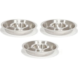 3x Hotel/terras asbakken rond 16 cm RVS - Asbakken