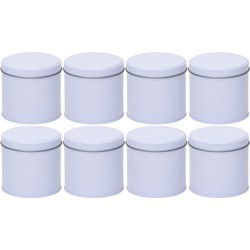 Wit rond opbergblik/bewaarblik - 8x - 10 cm - voorraadblikken - Voorraadblikken