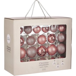 House of Seasons Kerstballen Set - 42 Stuks - Ø7 cm - Glas - Roze