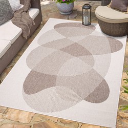 Tapijtenloods Duo Binnen en Buiten Vloerkleed Dubbelzijdig Outdoor Laagpolig Tapijt Beige- 160x230 CM