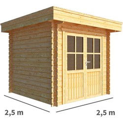 Tuinhuisje Blokhut Lisa 250 cm bij 250 cm diep Plat dak