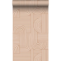 Origin Wallcoverings behang grafisch 3D motief terracotta roze - 0.53 x 10.05 m - 347873