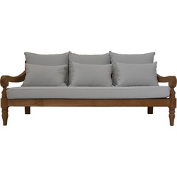 HSM Collection-Tuin Lounge Bank Bahama 3,5 Zits-190x95x80-Naturel/Wit-Teak/Stof