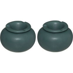 Atmosphera Terras stormasbak - 2x - keramiek - donkergroen - 13 x 9 cm - Asbakken