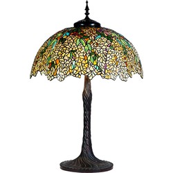 LumiLamp Tiffany Tafellamp  Ø 56x83 cm Geel Glas Tiffany Bureaulamp