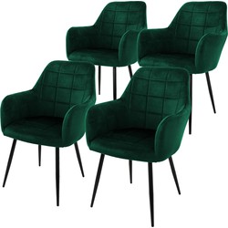 Set van 4 Eetkamerstoelen Donkergroen