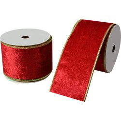 Clayre & Eef Decoratie Lint 63 mm x 5 m Rood Synthetisch