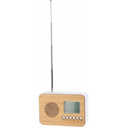 Excellent Houseware Digitale wekker - naturel/wit - kunststof - 14 x 6 x 10 cm - alarm klok - Wekkers