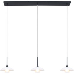 Zwarte hanglamp 3 witte glazen Steinhauer Tallerken Wit