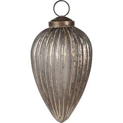 Clayre & Eef Kerstbal Grijs Goudkleurig Glas